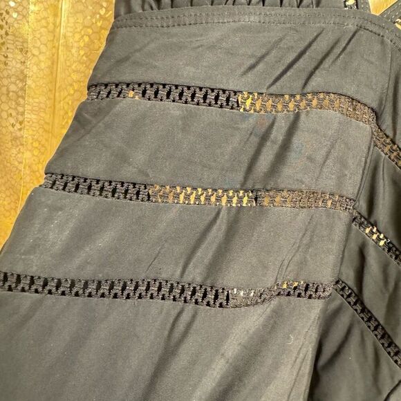 Tempt Me Black Halter Neck Sheer Striped One Piece Swimsuit Med NWT - Picture 3 of 8